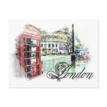 London Colored Sketch Postcard
