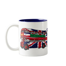 London Double-Decker Bus by Mudge Studios Mugs