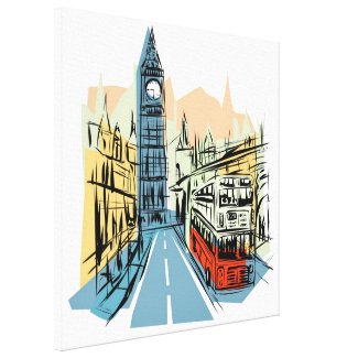 London England artistic city scape wall canvas Stretched Canvas Prints