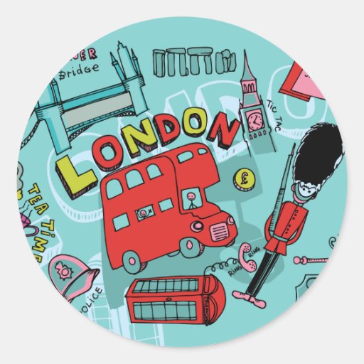 London ~ England United Kingdom Travel Art Classic Round Sticker | Zazzle