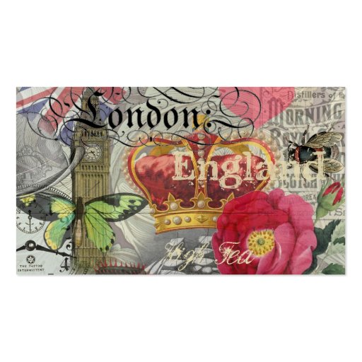 London England Vintage Travel Collage Business Card (back side)
