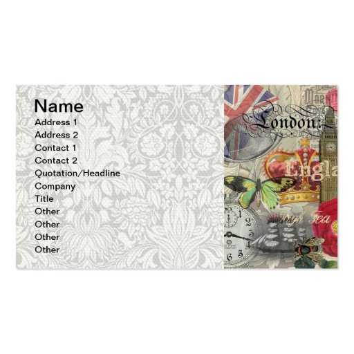 London England Vintage Travel Collage Business Card