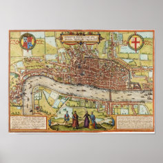 London Map 1572 Posters