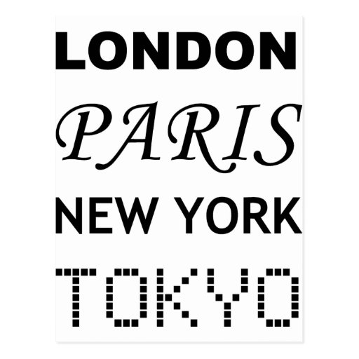 London Paris New York Tokyo Postcard Zazzle