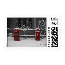 London Phoneboxes in the Snow Postcard Stamps