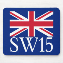 London Postcode SW15 with Union Jack mousepads
