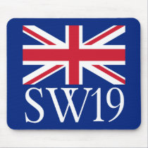 London Postcode SW19 with Union Jack mousepads