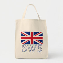 London Postcode SW5 with Union Jack Bag