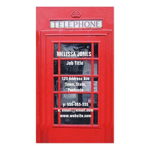 London Red Telephone Box Business Card (front side)