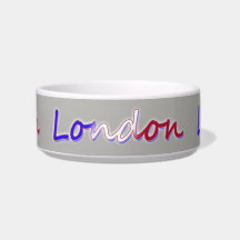 London - Red, White, and Blue - on Grey Pet Food Bowls
