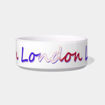 London - Red White and Blue - On White Cat Food Bowls