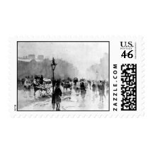 London Street Scene 1885 Stamp