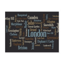 London Text Map Post Card