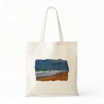 Lone Man Walking on Stormy Beach Cropped Canvas Bag