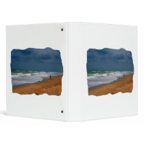 Lone Man Walking on Stormy Beach Cropped Vinyl Binders