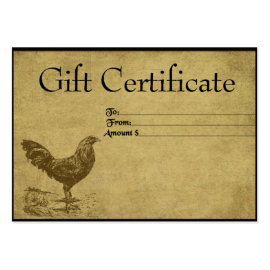 Lone Ol' Rooster- Prim Gift Certificate Cards Business Card Template