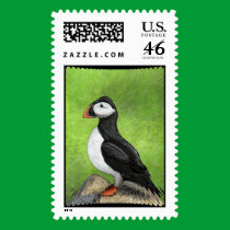 LONE PUFFIN - birdie postage stamp stamps
