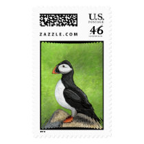 LONE PUFFIN - birdie postage stamp