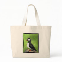 LONE PUFFIN - classic bird tote bag by folkartblonde LONE PUFFIN - classic bird tote bag