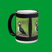 LONE PUFFIN - enhanced version mug by folkartblonde LONE PUFFIN - enhanced version mug