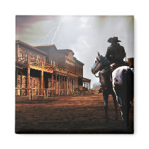 Lone Rider Square Magnet