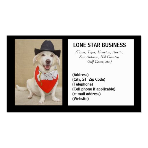 LONE STAR ANY BUSINESS BUSINESS CARD TEMPLATES (front side)