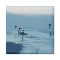 Lone Surfer Dusk Ponce Inlet FL Beach Tide Magnet
