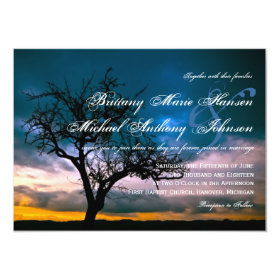 Lone Tree Sunset Country Wedding Invitations 4.5