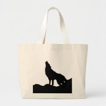 Lone Wolf Standing on a Hill Canvas Bags