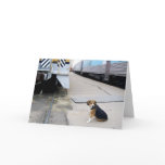 Lonely Beagle Waiting For A Train - Greeting Card