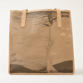 Lonely Cedar Tree Landscape Painting Tote