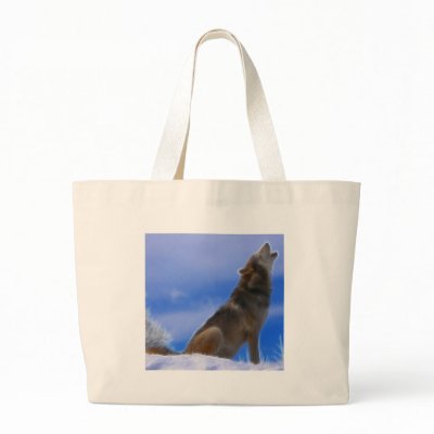 Lonely Howling Endangered Gray Wolf Canvas Bag by KahunaLuna