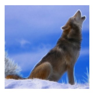 Lonely Howling Endangered Gray Wolf print