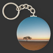 Lonely tree at sunrise in Kuwait keychains
