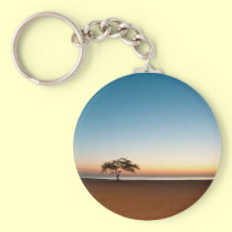 Lonely tree at sunrise in Kuwait keychains
