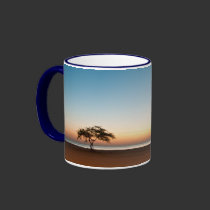 Lonely tree at sunrise in Kuwait mugs