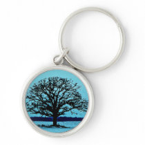 Lonely Tree in a Winter Landscape Keychain