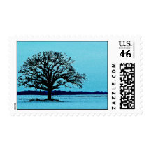 Lonely Tree in a Winter Landscape Stamps