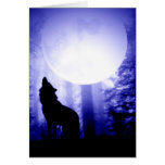 Lonely Wolf Howling at Moon Cards