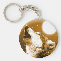 Lonely Wolf Howling at Moon Key Chains