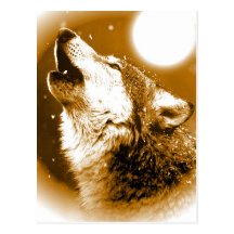 Lonely Wolf Howling at Moon Postcards
