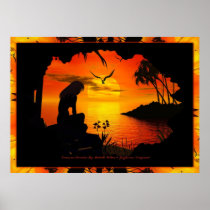 lonesome, paradise, with, border, sunset, sunsets, girl, lady, bird, birds, palm, tree, trees, sky, skies, sunrise, sun, beach, ocean, water, beaches, travel, oceans, sea, tropical, coconut, wave, waves, sunny, sexy, love, missing, you, wish, wishing, praying, pray, relationship, boy, man, Poster with custom graphic design