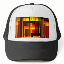 Long Boxes in Red, Golds & Black Trucker Hat