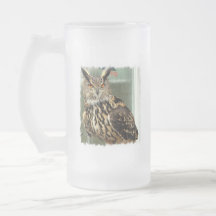 Long Eared Owl Frosted Beer Mug