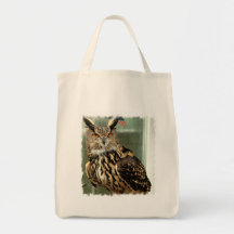 Long Eared Owl Grocery Tote Bag