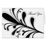 Long Flourish Branch Thank You Blank Notecard cards