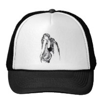 artsprojekt, woman, female, trends, fashion, contemporary, artistic, creative, girl, long hair, hand drawn, blackandwhite, Trucker Hat with custom graphic design