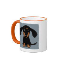 Long Haired Dachshund Puppy Coffee Mugs