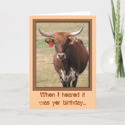 long horn steer birthday card from zazzle Leaning Tree Cards 400x400