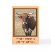 Long-horn Steer Birthday Card by ByTheBecks Long-horn Steer Birthday Card